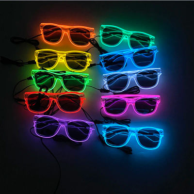 Gafas con luz Led, gafas luminosas de neón para fiesta, gafas de sol brillantes con cable EL, regalo novedoso para adultos, suministros de luz brillante