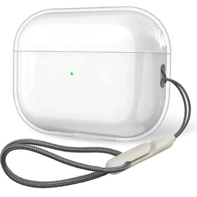 Funda transparente de TPU suave para auriculares Airpods 4, 3, 2, 1 Pro Pro2, a prueba de golpes con correa de cordón, funda de carga transparente para Airpods