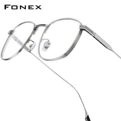 Montura de gafas FONEX de titanio puro para hombre, gafas redondas Vintage de diseño de marca para mujer, gafas ultraligeras japonesas 8517