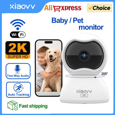 XIAOVV Cámara de vigilancia WiFi para interiores Cámara para mascotas y bebés 2K con seguimiento de movimiento 360 ° Cámaras IP WiFi para el hogar Visión nocturna