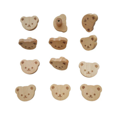 Tiradores de armario de cocina de madera con bonito oso nórdico, pomos de armario de madera, tiradores de cajones, tiradores de armario, accesorios para muebles, Hardware