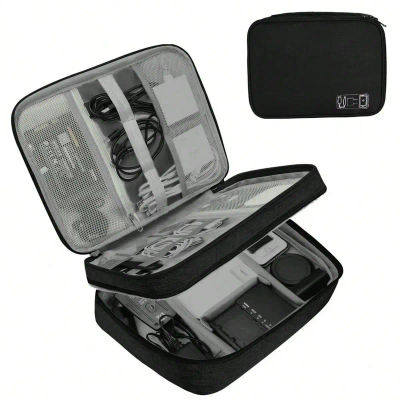 Bolsa de Almacenamiento de Cables, Organizador Electrónico Digital Impermeable, Bolsa de Almacenamiento Portátil para Cables USB, Cargadores y Enchufes, Organizador de Cables de Viaje