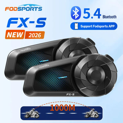 2 Piezas Fodsports FX-S Intercomunicador Inalámbrico para Motocicleta, Auriculares Bluetooth para Casco, 1000M, BT5.4, Compatible con APP