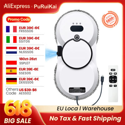 Robot Limpiacristales PuRuiKai, Robot Limpiacristales de 5600 Pa, Control Remoto, 3 Modos de Limpieza, Monitoreo Inteligente de Bordes