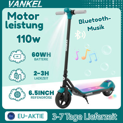 Scooter eléctrico para niños Sinaopus de 6,5 pulgadas con altavoz Bluetooth, scooter para niños con luces arcoíris, alcance de 8-10 km, scooter electrónico con pantalla LED