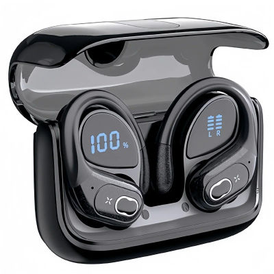 Auriculares inalámbricos, auriculares Bluetooth con micrófono, 75 horas de reproducción, IP7 impermeables, auriculares con pantalla LED para entrenamiento deportivo en gimnasio