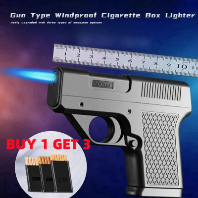 Encendedor de pistola con soporte para cargador de cigarrillos, encendedor multifunción a prueba de viento, llama de chorro, encendedores de Gas para hombres, regalo pequeño, nuevo