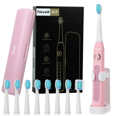 Fairywill FW507 cepillo de dientes eléctrico sónico cargador USB diente 8 cepillos de repuesto cepillo de dientes electrónico impermeable con Estuche De Viaje