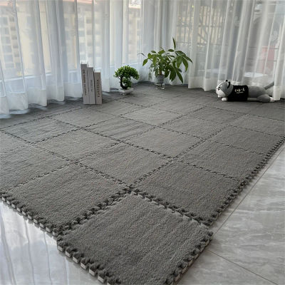 12 Piezas de Baldosas de Alfombra Encajables de 11.8"x11.8", Tapete de Piso de Poliéster EVA Lavable y Antideslizante, Alfombra de Cama Cortable para DIY