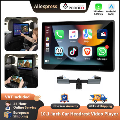 Reproductor de Video para Reposacabezas de Auto Podofo de 10.1 Pulgadas con CarPlay Inalámbrico y Android Auto, Monitores con Pantalla Táctil Superlink, Pantalla IPS, Grabadora de Video, Grabadora de