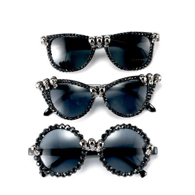 Gafas de sol de calavera gótica Halloween Navidad Ojo de gato Cristal Punk Gafas de sol
