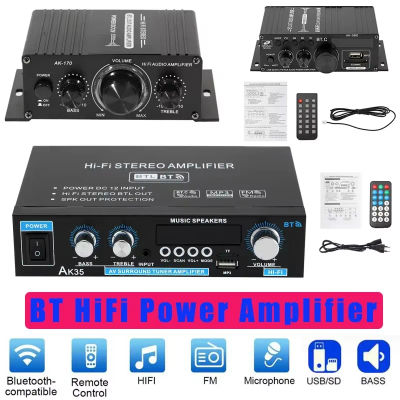 AK35 Amplificador de 800W para Casa y Auto, 2 Canales, Bluetooth 5.0, Sonido Envolvente, FM, USB, Control Remoto, Mini Amplificador Digital HIFI Estéreo