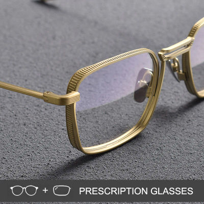 Gafas graduadas de titanio puro de marca japonesa, montura cuadrada DTX125, gafas ópticas Retro para hombre, gafas completas para hombre
