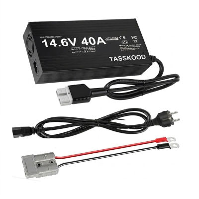 Cargador de Batería de Litio de 14.6V 40A para Batería LiFePO4 de 12V, Cargador Inteligente Rápido para Uso Marino, RV, Energía Solar Fuera de la Red