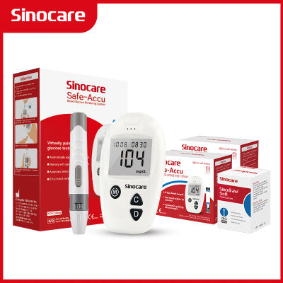Kit de monitor de glucosa en sangre Sinocare Safe-Accu con tiras reactivas y lancetas 50/100/200 para glucómetro de Diabetes medidor de azúcar en sangre