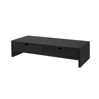 SoBuy BBF02-SCH soporte para pantalla de monitor soporte para monitor con 2 cajones Negro BHT aprox. 47x11x18cm