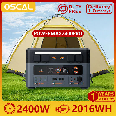 Estación de Energía Portátil Oscal PowerMax2400 Pro 2016Wh 2400W, Generador para Exteriores, Más de 3500 Ciclos, LiFePO4, Carga Rápida en 1.2H, Altavoces Duales