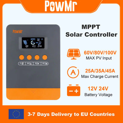 PowMr MPPT 45A 35A 25A controlador de cargador Solar 12V 24V Auto Lifepo4 cargador de batería regulador de Panel Solar entrada máxima PV 100VDC