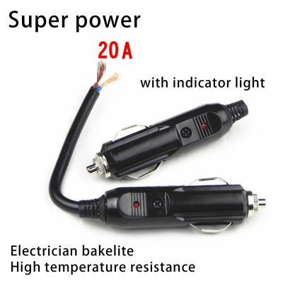 Enchufe de encendedor de cigarrillos de coche de 12V a 24V, cabezal macho con luz indicadora, adaptador de cargador de enchufe de encendedor de cigarrillos eléctrico de vehículo