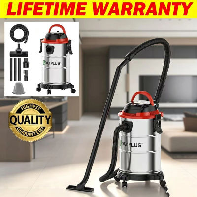 Aspiradora industrial 3 en 1, para uso en seco y húmedo, sin bolsa, con ruedas, filtro HEPA, boquilla para hendiduras y extractor de polvo, ideal para talleres.