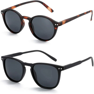 ZENOTTIC Paquete de 2 gafas de sol polarizadas para mujeres y hombres, gafas de sol de conducción con montura redonda y cuadrada vintage, protección UV