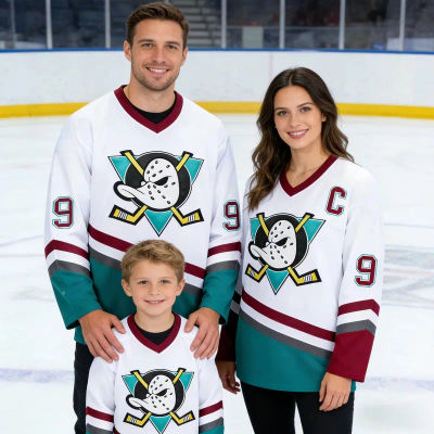 Camiseta de Hockey 2026 para Niños, Superventas, Manga Larga, Impresión 3D, Transpirable, Absorbe la Humedad, Estilo para Bebés y Padres