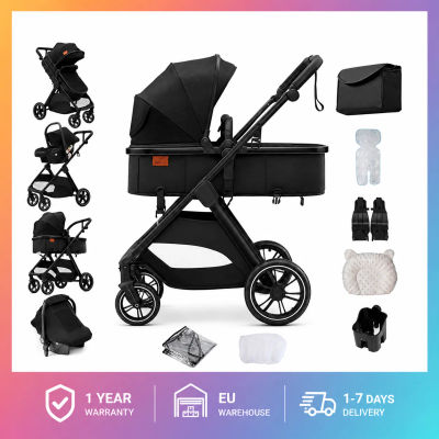 Sistema de viaje 3 en 1 para bebés, convertible en cuna para recién nacidos, cochecito de alta gama, asiento de coche para bebés, cochecito compacto y plegable, portavasos para padres, cesta de