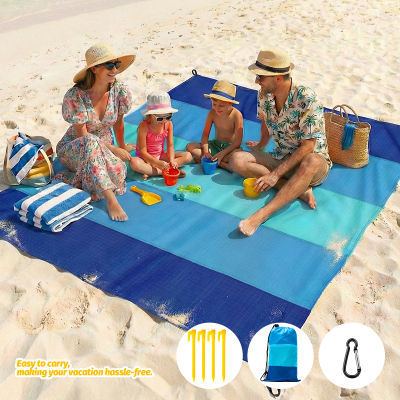 Manta de Playa de Múltiples Tamaños, Resistente a la Arena y al Agua, de Secado Rápido, para Picnic al Aire Libre, con 4 Estacas, para Viajes, Campamentos y Senderismo