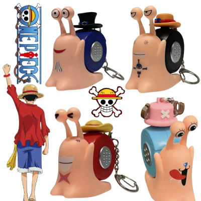 Lindo Llavero de Juguete con Altavoz Grabador de Sonido de One Piece, Modelo Den Den Mushi, con Luffy, Sabo, Ace, Chopper y Botón de Caracol