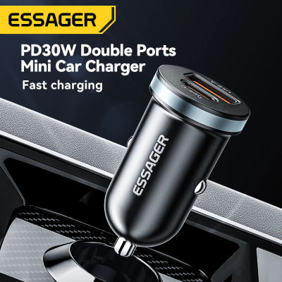 Essager 30W USB C cargador de coche tipo C cargador rápido PD QC 3,0 SCP 5A carga rápida de teléfono de coche para iPhone Xiaomi Samsung