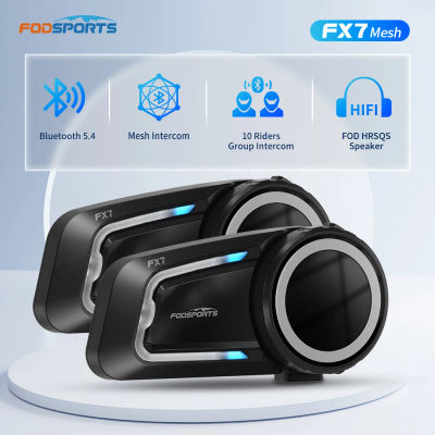 2 uds Fodsports FX7 casco de motocicleta intercomunicador de malla Bluetooth casco auriculares BT5.4 interfono, 10 conductores 2000M, Radio FM