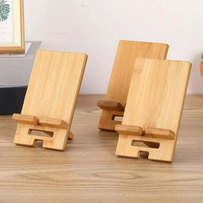 Soporte de bambú para teléfono de escritorio, práctico soporte de carga de madera para teléfono inteligente, soporte multifuncional perezoso creativo