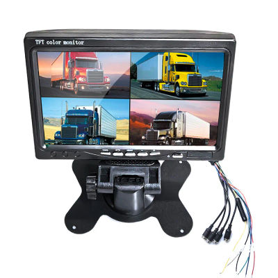 PAL AHD-Monitor cuádruple con pantalla dividida de 7 pulgadas, entrada de vídeo de 4 canales, tablero de estacionamiento estilo parabrisas para cámara de visión trasera de coche