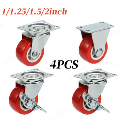 4 unids/lote 1-2 pulgadas ruedas para muebles PVC rojo rueda Universal giratoria rueda de rodillo para plataforma accesorio de carrito