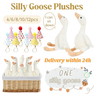 4-12 Piezas de Peluche de Ganso Silly Goose, Juguete de Peluche Suave de 9.8 Pulgadas para Baby Shower, Regalos y Detalles para Fiestas de Cumpleaños