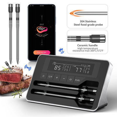 Termómetro para carne, sonda inalámbrica, Bluetooth, termómetro Digital para alimentos, compatible con aplicación móvil con pantalla LCD para horno, ahumador, parrilla para barbacoa