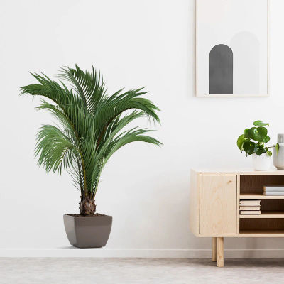 Calcomanías de pared de macetas de simulación de plantas en macetas verdes, pegatinas de decoración de pared para dormitorio, sala de estar, entrada, hogar