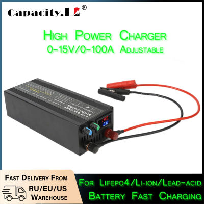 Cargador de batería de alta corriente 60A 100A para batería Lifepo4 de 12V 14,6 V cargador ajustable de voltaje de corriente de carga rápida con Clip