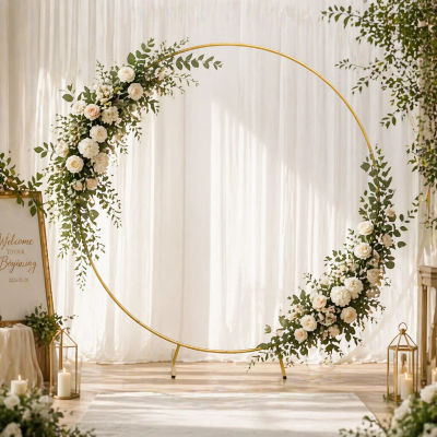 Arco Circular Metálico de 2 Metros para Decoración de Bodas, Soporte para Globos y Flores, para Ceremonias, Fiestas, Baby Shower, Cumpleaños
