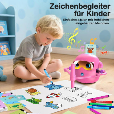 Robot de Dibujo para Niños, Juguetes de Aprendizaje de Pintura Montessori, Juguete Educativo Interactivo por Voz para el Aprendizaje Temprano, Juguete de Dibujo para Niños y Niñas
