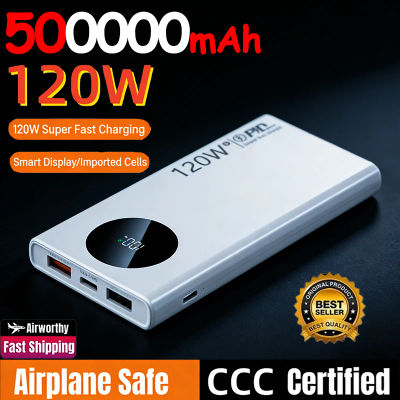 Banco de energía de 500000mAh, 120W, carga súper rápida, pantalla Digital de alta capacidad, cargador de batería portátil para iPhone, Samsung, Xiaomi