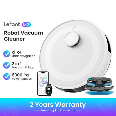 Lefant M2 Robot aspirador con mopa, succión de 6000 Pa, navegación láser, limpieza personalizada, 240 minutos de autonomía, control mediante aplicación/Alexa/WiFi 2,4G y 5G.