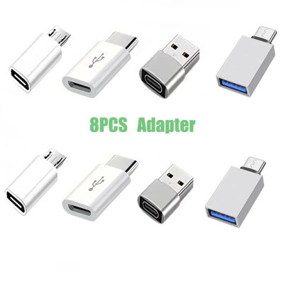 Juego de 8 Adaptadores USB C Hembra, Convertidor de USB A a USB C, Micro USB a Tipo C para Cargador de Auto, Laptop y Teléfono