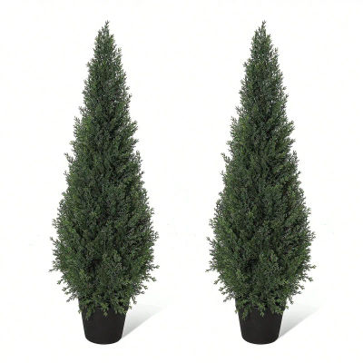 2 uds planta de cedro Artificial 90cm120cm cedro Artificial pino verde ciprés falsos plantas de arbustos falsos en maceta para el hogar y la Oficina