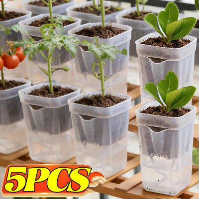 Maceta transparente para plantas, maceta con autorriego, orificios de drenaje, contenedor para propagación de plántulas, accesorios de jardín para el hogar