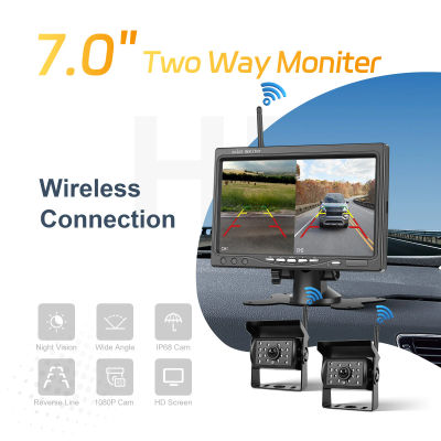 Monitor para automóvil Degreat 7 IPS y cámaras de visión trasera inalámbricas, con visión nocturna y resolución 1080P, para asistencia al estacionamiento y aparcamiento de vehículos recreativos,