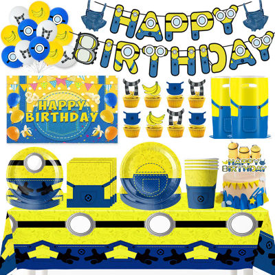 Kit de Vajilla Desechable para Fiesta de Cumpleaños M&Miniones, Platos y Vasos Amarillos, Recuerdos para Niños, Artículos para Baby Shower