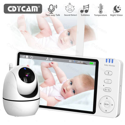 Monitor de vídeo para bebés con cámara y audio, monitor para bebés con pantalla de 5", sin WiFi, cámara remota para bebés con zoom Pan-Tilt, visión nocturna, conversación bidireccional