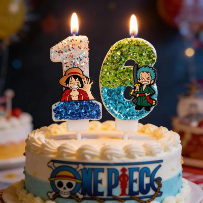 Vela Temática de One Piece con Número del 0 al 9, Vela de Luffy para Decoración de Pasteles, Fiesta de Cumpleaños para Niños, Regalos para Baby Shower
