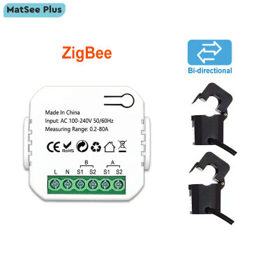 Medidor de energía digital tuya ZigBee 1, Monitor de aplicación de transformador de corriente bidireccional de 2 canales solar 80a 110v / 240v 50 / 60Hz potencia de entrada y salida